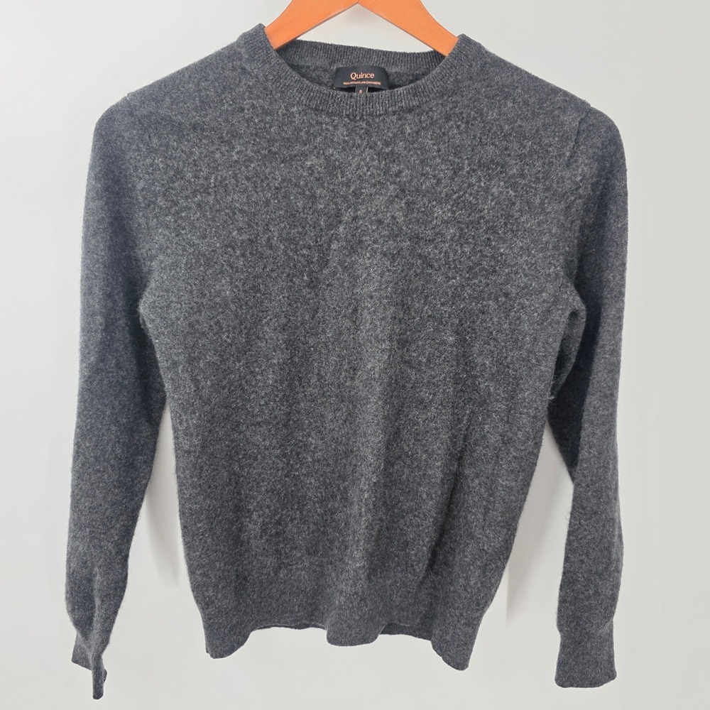 Quince Mongolian Cashmere Crewneck Sweater Charcoal Grey Small